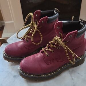 Doc Marten Red Leather Lace-Up Boots
